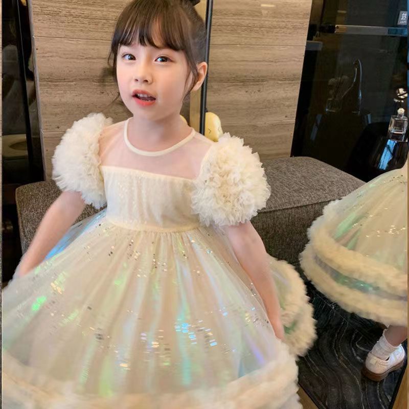 Đầm Công Chúa Thiết Kế Tay Ngắn Phong Cách Phương Tây Thời Trang Mùa Hè Mới Cho Bé Gái