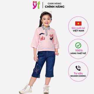 Quần jean lửng bé gái thêu love mom yf 8qx555