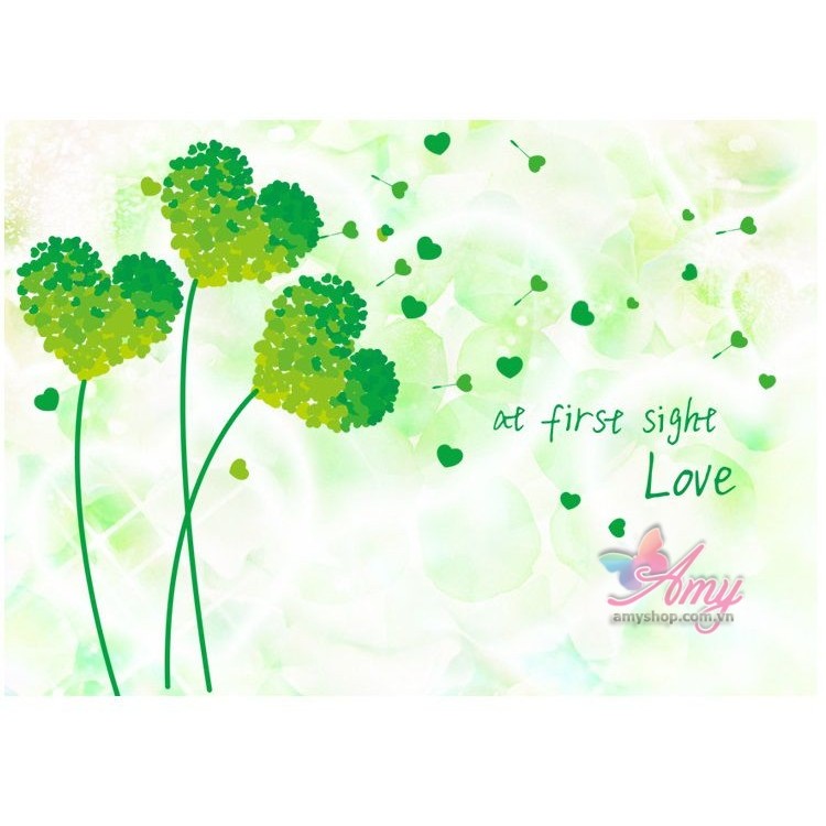 Decal dán tường Trái tim xanh lá - DH051