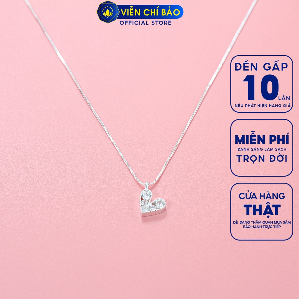 Dây chuyền  bạc nữ trái tim chất liệu bạc 925 thời trang phụ kiện trang sức nữ Viễn Chí Bảo D400454