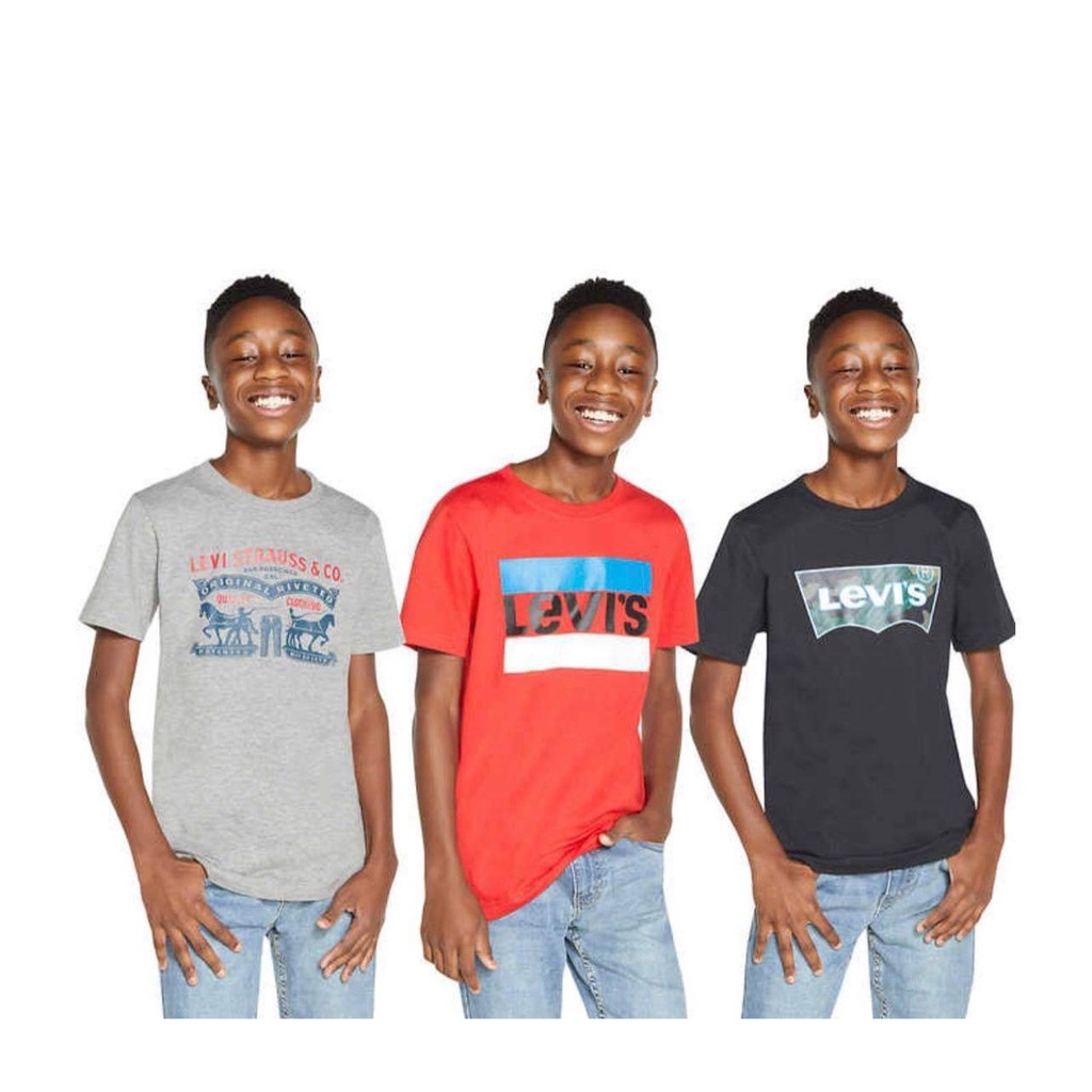 Set 3 áo thun Levi's Mỹ unisex người lớn và trẻ em tay ngắn chất liệu mềm mát co giãn tốt giặt mau khô - EDS Hàng Mỹ
