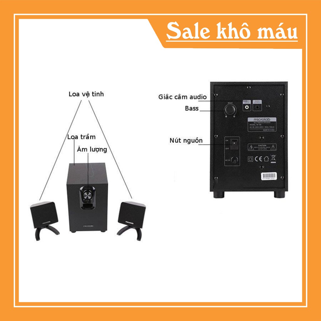 Loa vi tính Microlab M108 - Cam kết hàng hiệu - Âm thanh siêu chuẩn - Bass cực căng - Bảo hành 12 tháng