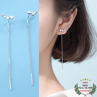 Bông Tai Bạc S925 Chuỗi Sao Mega Sợi Thả Thanh Lịch | Khuyên Tai Nữ Trang Sức Bạc Thời Trang