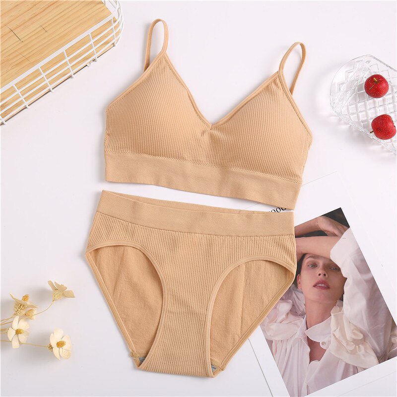 Bộ đồ lót mềm mại không đường may có đệm ngực size S-Xl cho nữ