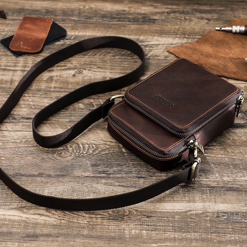 Túi đeo chéo CONTACT'S bằng da thật nhỏ nhắn thời trang dành cho nam