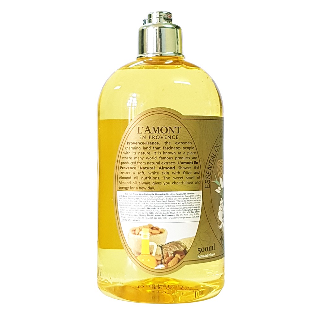 [Mã LTP50 giảm 50000 đơn 150000] Combo 2 chai Sữa Tắm LAmont En Provence Hương Hạnh nhân và Hương Olive 500ml/chai