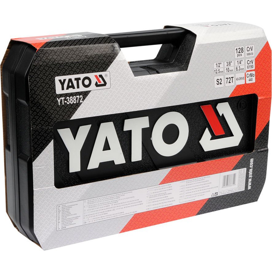 Bộ tuýp tay vặn tổng hợp 1/4, 3/8 & 1/2" 128 chi tiết Yato YT-38872 - Sản phẩm chính hãng