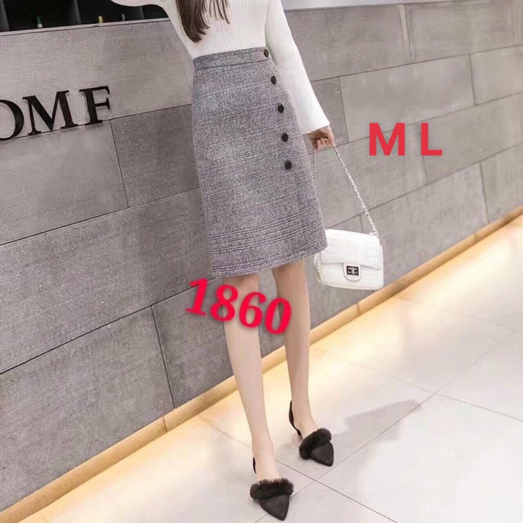 Chân váy dạ khuy lệch - Hàng Quảng Châu bao đep
