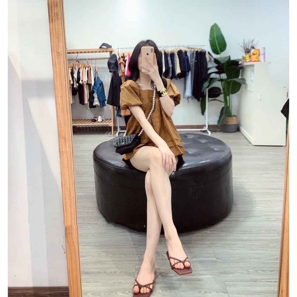 [BÁN SỈ] Áo kiểu nữ, Áo Babydoll Cổ Vuông Tay Bồng Mix Chân Váy, Quần Đùi Jeans Khoẻ Khoắn | BigBuy360 - bigbuy360.vn