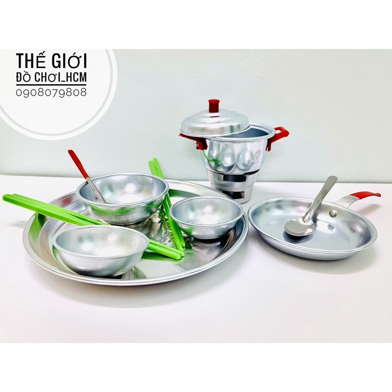 [HOT- 12 MÓN NỘI TRỢ] Bộ đồ chơi bằng nhôm dành cho các bé nấu ăn thích làm bếp/nội trợ
