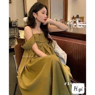 Đầm dây xanh rớt vai🤍