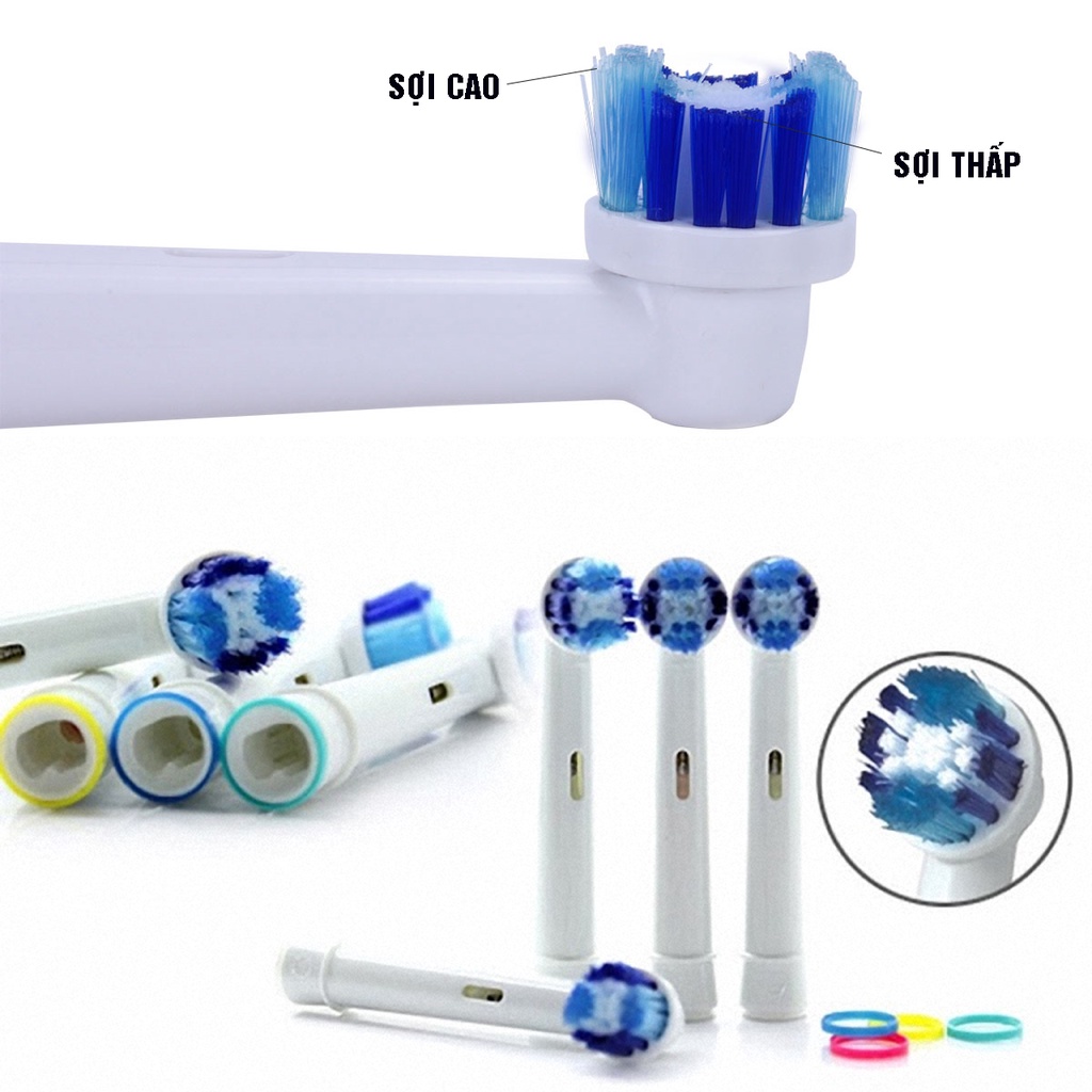 Cho máy Braun Oral-B SB-20A 𝗣𝗿𝗲𝗰𝗶𝘀𝗶𝗼𝗻 𝗖𝗹𝗲𝗮𝗻, set (4 chiếc/vỉ) Bộ 4 đầu bàn chải đánh răng điện Minh House