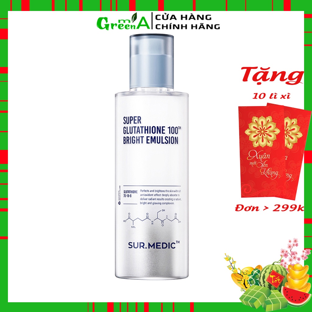 Sữa Dưỡng Trắng Sur.Medic+ Super Glutathione 100 Bright Emulsion 120ml Dưỡng Trắng Cải Thiện Các Dấu Hiệu Lão Hóa