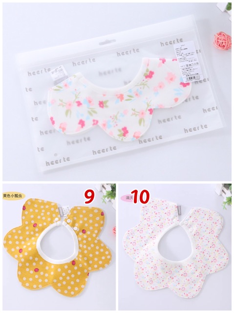 Yếm Dãi Cotton Chống Thấm Hình Hoa Cho Bé Gái