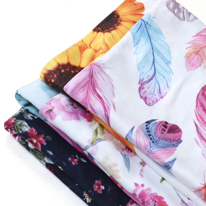 Chăn Quấn Em Bé In Họa Tiết Hoa Kèm Băng Đô Xinh Xắn