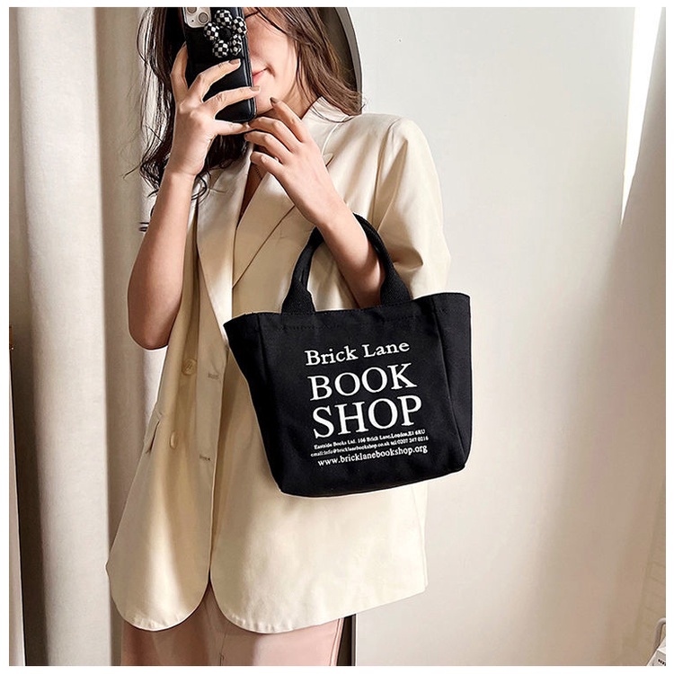 Túi Xách Canvas In Họa Tiết Đơn Giản Thời Trang Nhật Bản Cho Nữ