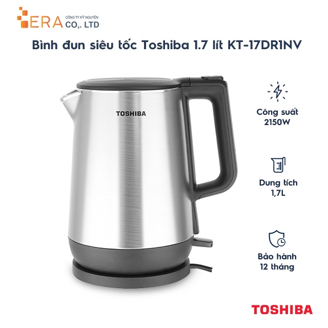 [Mã ELHADEV giảm 4% đơn 300K] Bình đun siêu tốc Toshiba 1.7 lít KT-17DR1NV