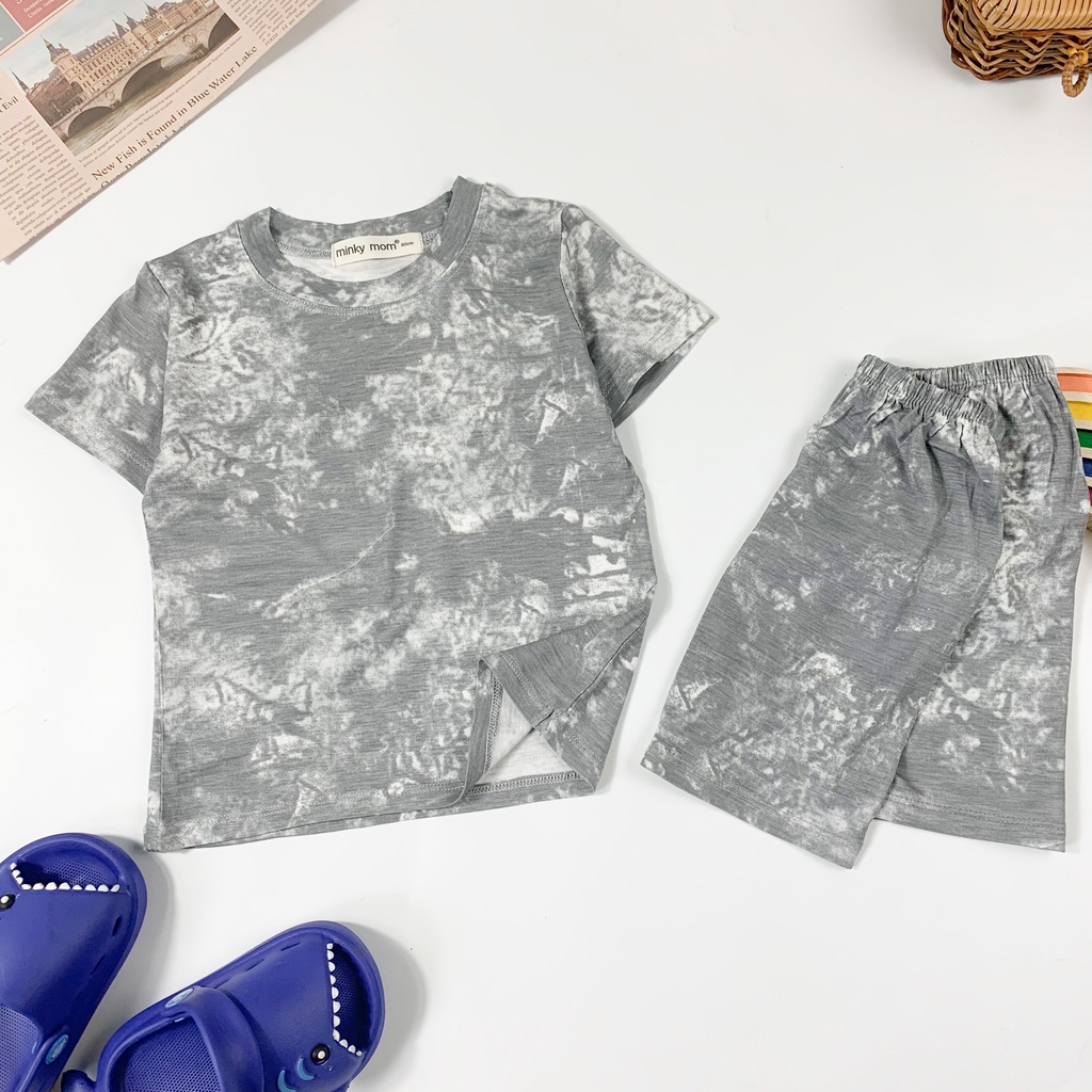 [SALE] Bộ Cộc Tay Cho Bé Trai, Bé Gái Minky Mom Vải Thun Lạnh Loang Màu Tye Dye Trơn, Đồ Bộ Cho Bé Mặc Nhà MKM2235