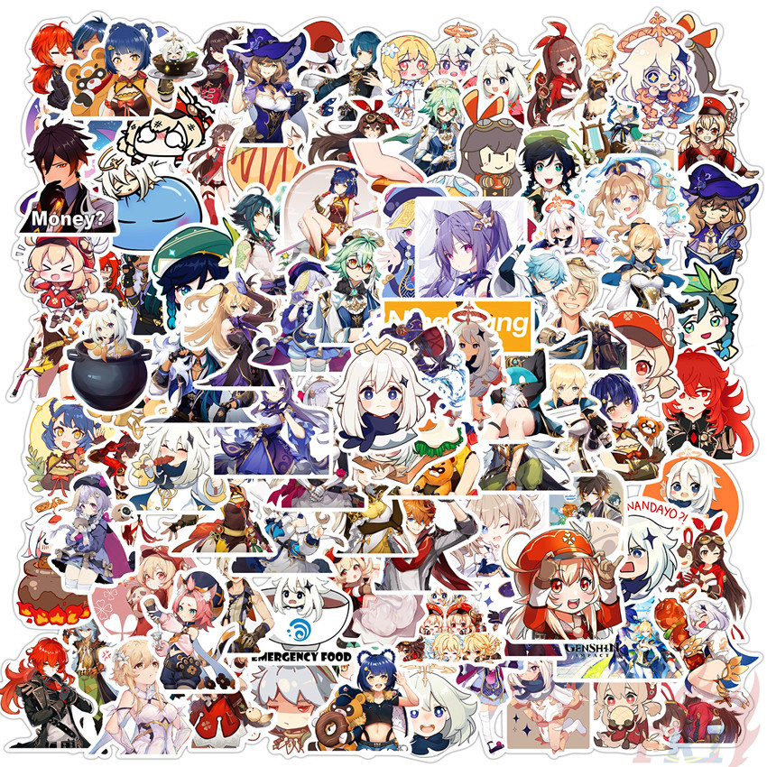 Set 100 nhãn dán Genshin Impact để trang trí vali/ máy tính xách tay/ ván trượt