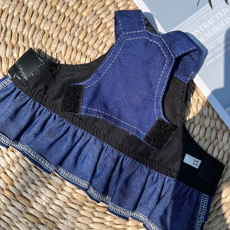 Chó nhiều kích cỡ Đi dạo Bên ngoài Dây buộc áo Phù hợp với Thú cưng Mèo Denim Váy Chó Denim Váy