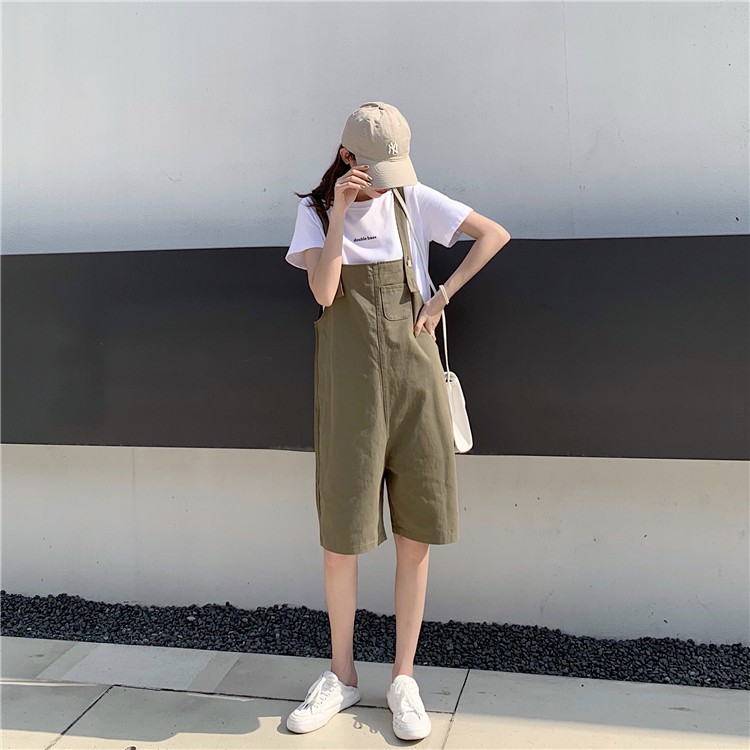 [SẴN] Quần yếm shorts khaki nữ Ulzzang Quảng Châu QYN8