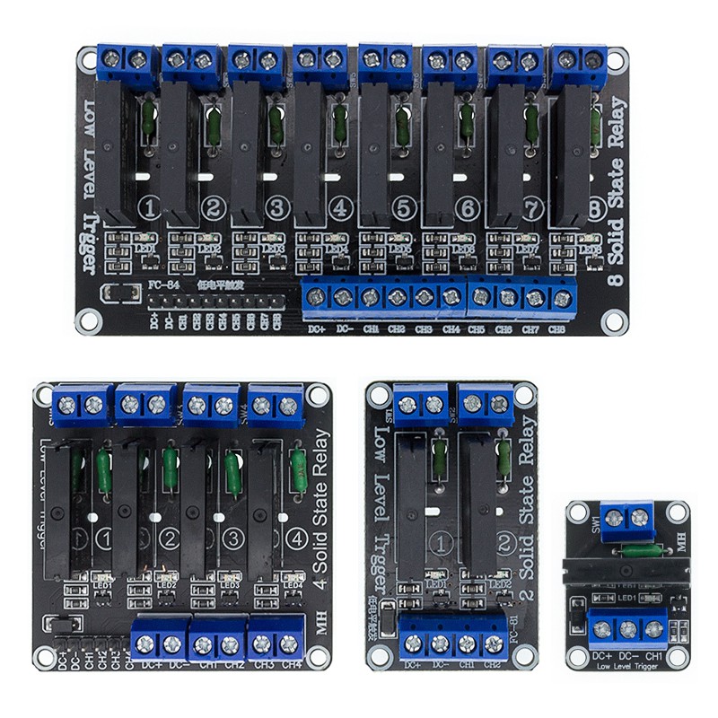 Mô Đun Rơ Le Trạng Thái Rắn 5V 1 2 4 8 Kênh SSR G3MB-202P 240V 2A Kèm Cầu Chì Cho ARDUINO