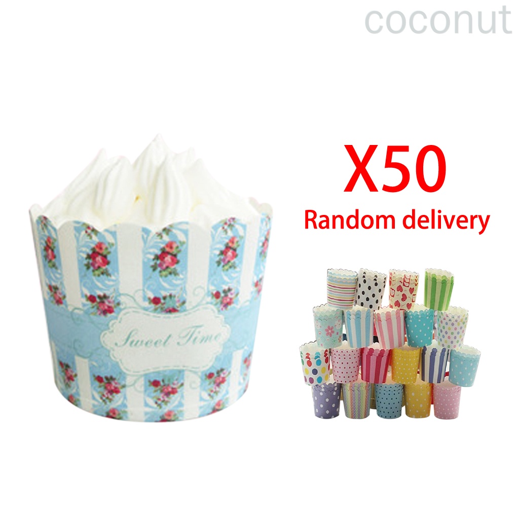 Set 50 Cốc Làm Bánh Cupcake / Muffin Dùng Một Lần Tiện Dụng Cho Gia Đình