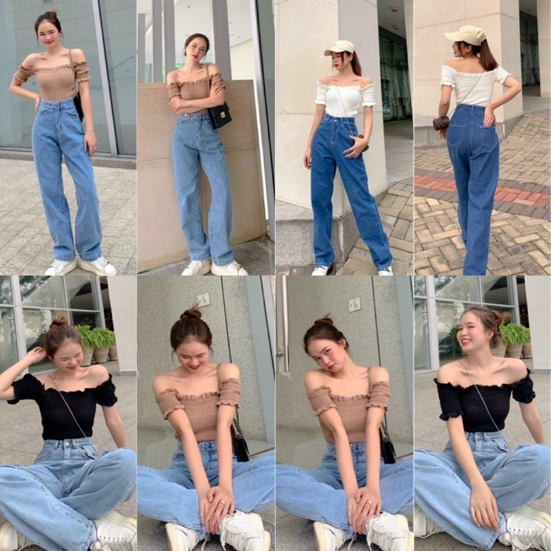 Áo kiểu Sweety Croptop hàng nhập quảng châu cao cấp chất vải co giãn- from chuẩn basic dễ mặc dễ mix