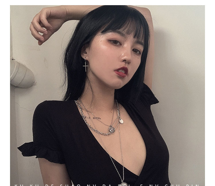 Dây chuyền thiết kế nhiều lớp mặt hình đồng xu thời trang hip hop