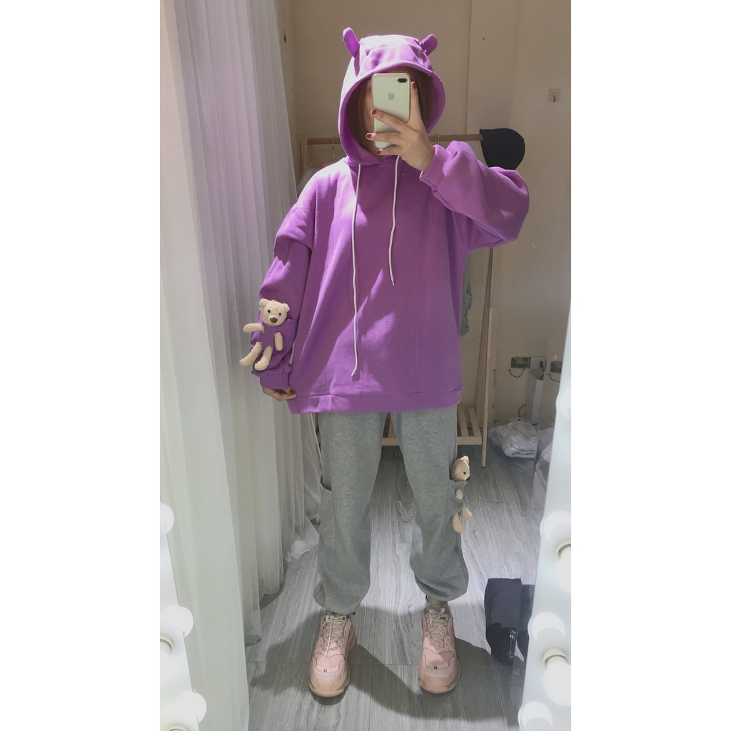 Áo hoodie nam nữ tay gấu phom rộng ulzzang cá tính trẻ trung năng động/ Áo có mũ unisex style hàn quốc_kudoshop