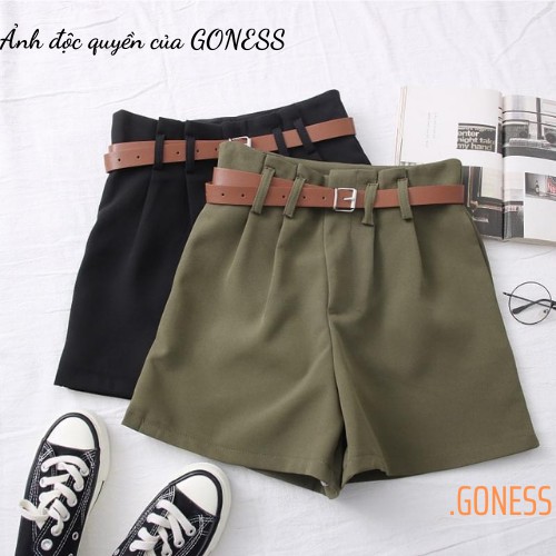 Quần short nữ Goness cạp cao chất vải vintex cao cấp có kèm đai mặc tôn dáng | BigBuy360 - bigbuy360.vn