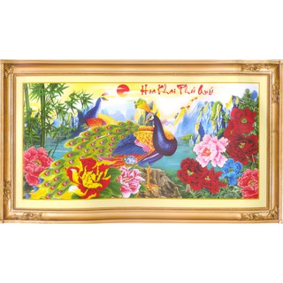 Tranh Thêu Chữ Thập 3D kết hạt cườm, hạt đá Hoa Khai Phú Quý EVA8583 (KHÁCH TỰ THÊU) KT:78X43CM
