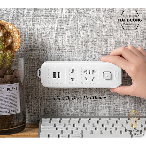 Ổ Cắm Điện Thông Minh Chuyển Đổi Đa Chức Năng OD-318 dây 2m8 - Có Đầu Cắm USB Chuẩn Sạc An Toàn Chống Giật