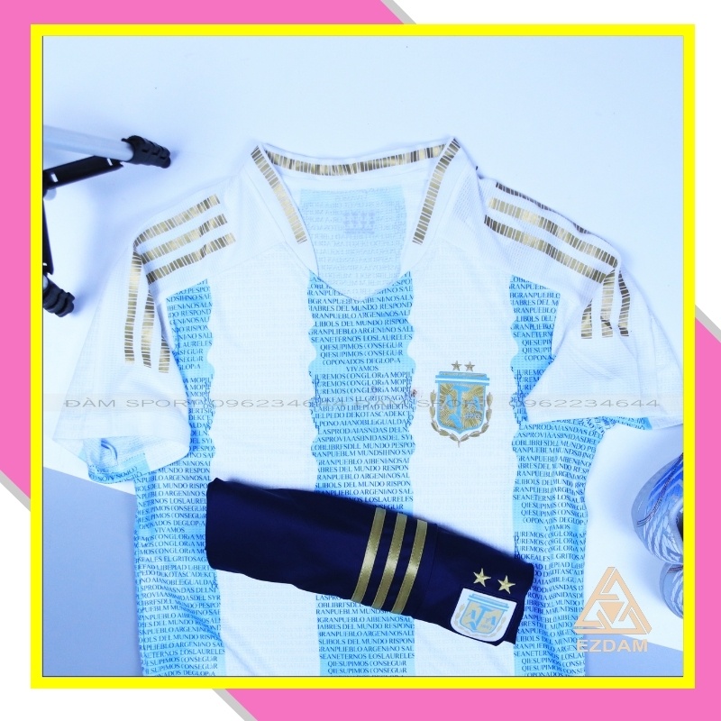 Bộ Áo Bóng Đá Argentina mới nhất [quần có túi] 21-22 , áo bóng đá Đội Tuyển Argentina đẹp chất poliste thấm mồ hôi