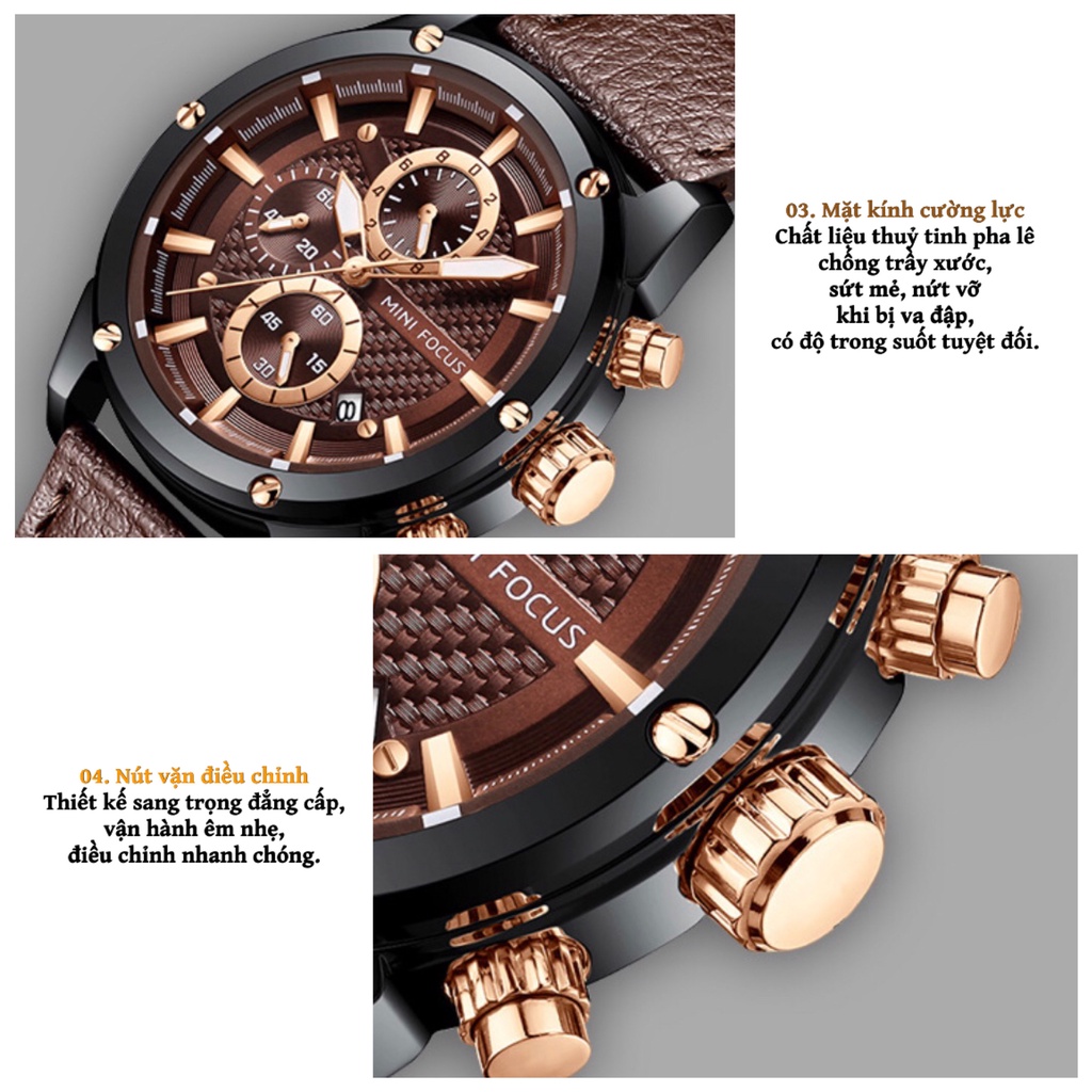Đồng Hồ Nam Đeo Tay Chính Hãng MINI FOCUS MF0161G.02 Dây Da Thật Màu Đen Viền Thép Không Gỉ Đẹp Cao Cấp - Có Quà Tặng | BigBuy360 - bigbuy360.vn