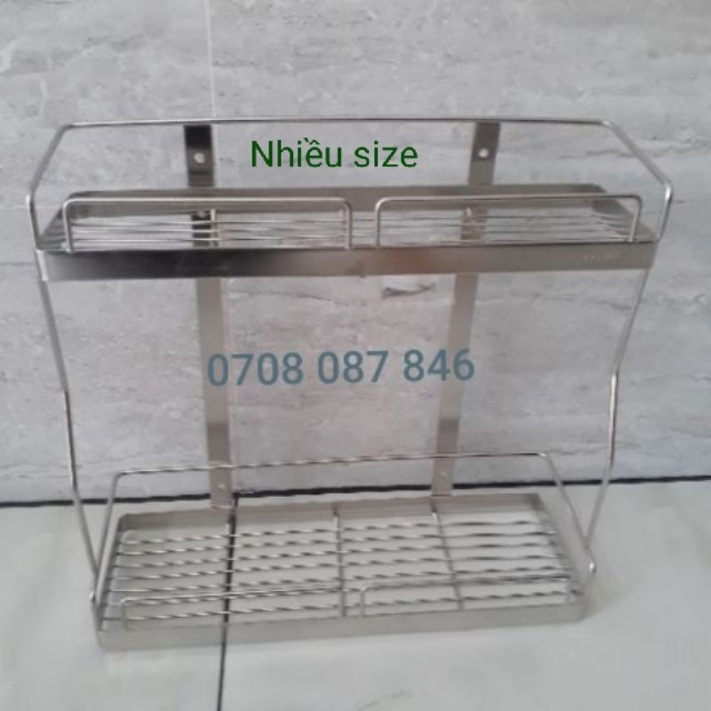 Kệ đựng gia vị 2 tầng INOX 304 bắt vít tường - Kệ inox 2 tầng - kệ nhà tắm