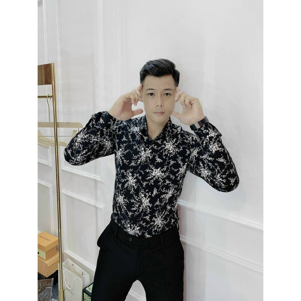 Sơ mi nam vải lụa TMINA, áo họa tiết, áo lụa nam dài tay SM12 | BigBuy360 - bigbuy360.vn
