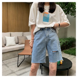 Quần đùi denim phong cách Hàn Quốc cá tính cho nữ