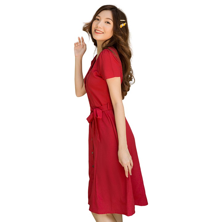 Đầm Nữ Tay Ngắn Lụa Màu Thắt Dây Ngang Bụng 42-56 kg - MEEJENA - 2578 | BigBuy360 - bigbuy360.vn