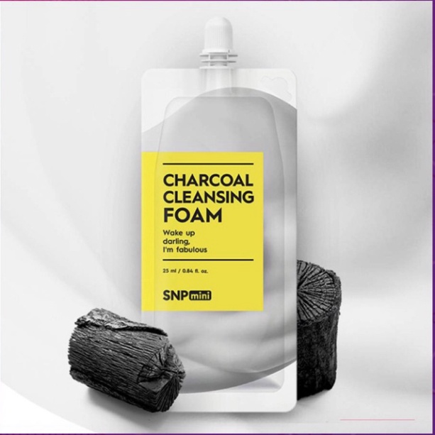 Gói Sữa Rửa Mặt Dạng Bọt Than Hoạt Tính Sạch Sâu, SNP Mini Charcoal Cleansing Foam, M80