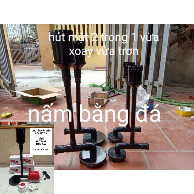 Combo hút mặt hút đáy.cho bể kính ,bể bạt của tất cả các dòng bơm nấm đáy = đá