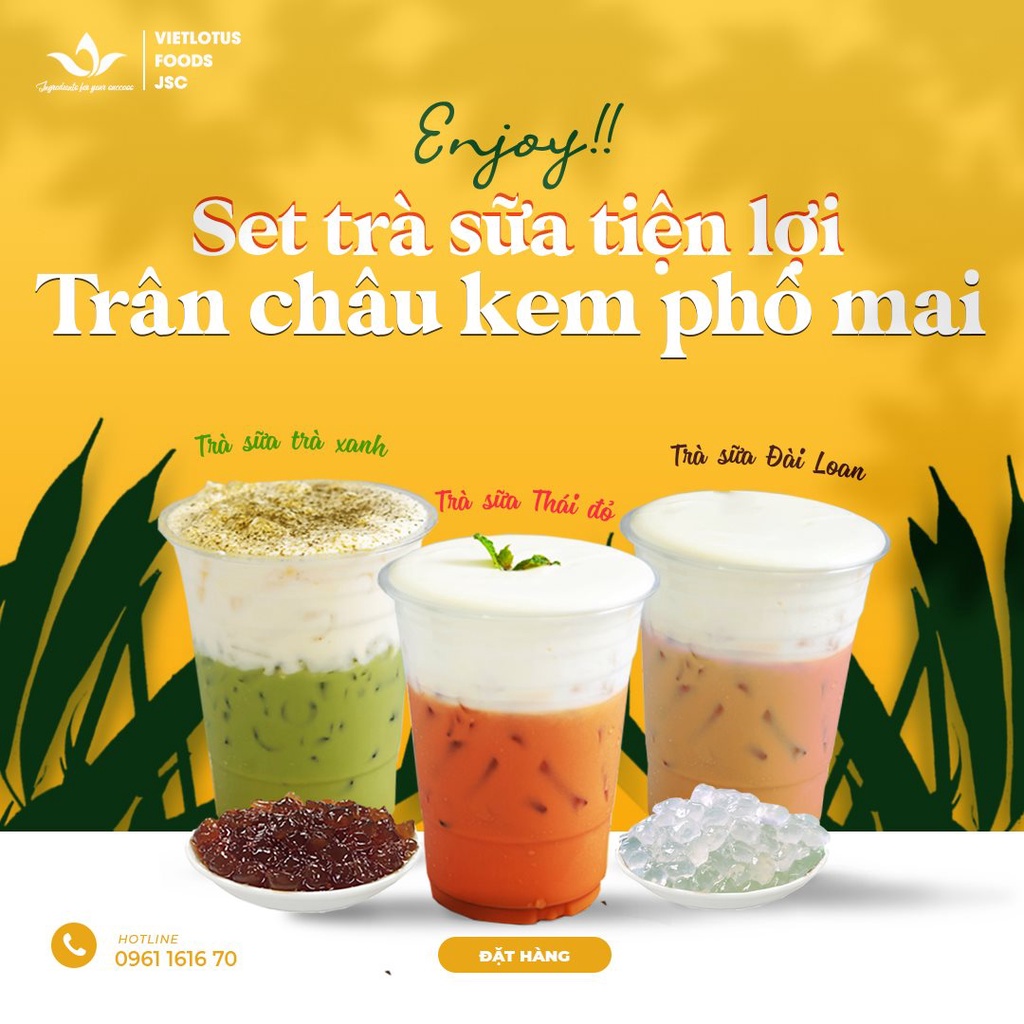 Combo Trà sữa Thái đủ vị kèm bột Kem topping phô mai thơm ngon - Nguyên liệu nhập khẩu Thái Lan