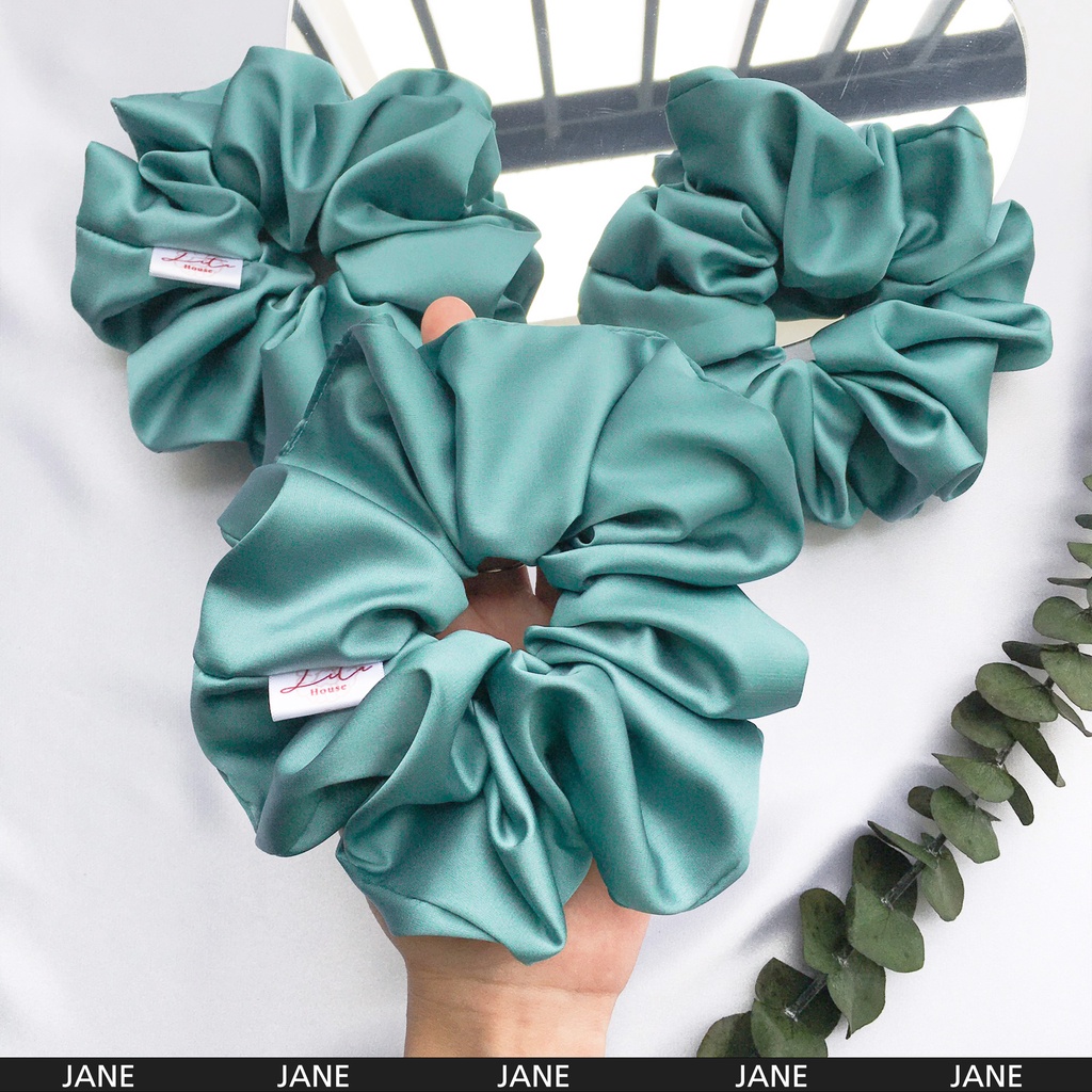 JANE - Dây chun buộc tóc Satin Scrunchies Handmade I Aqua Blue