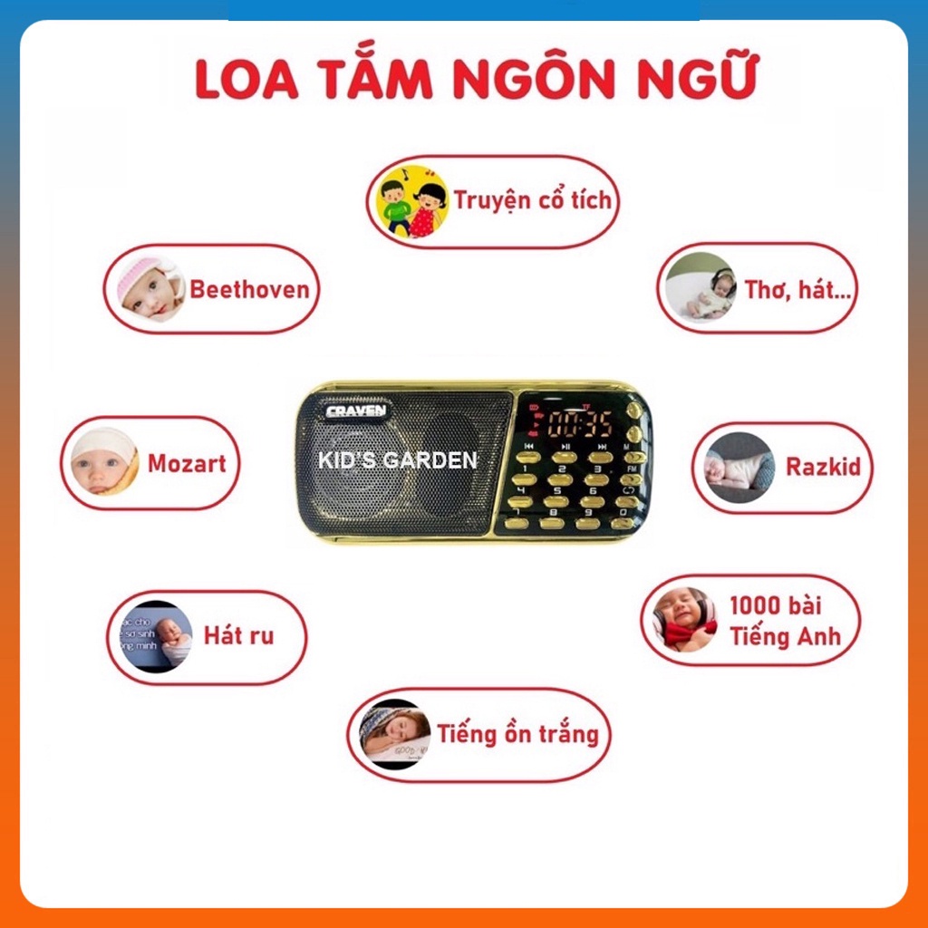 [Mã ELHACE giảm 4% đơn 300K] Loa Tắm Ngôn Ngữ Cho Bé, Loa Craven CR 853 3 Pin Chính Hãng