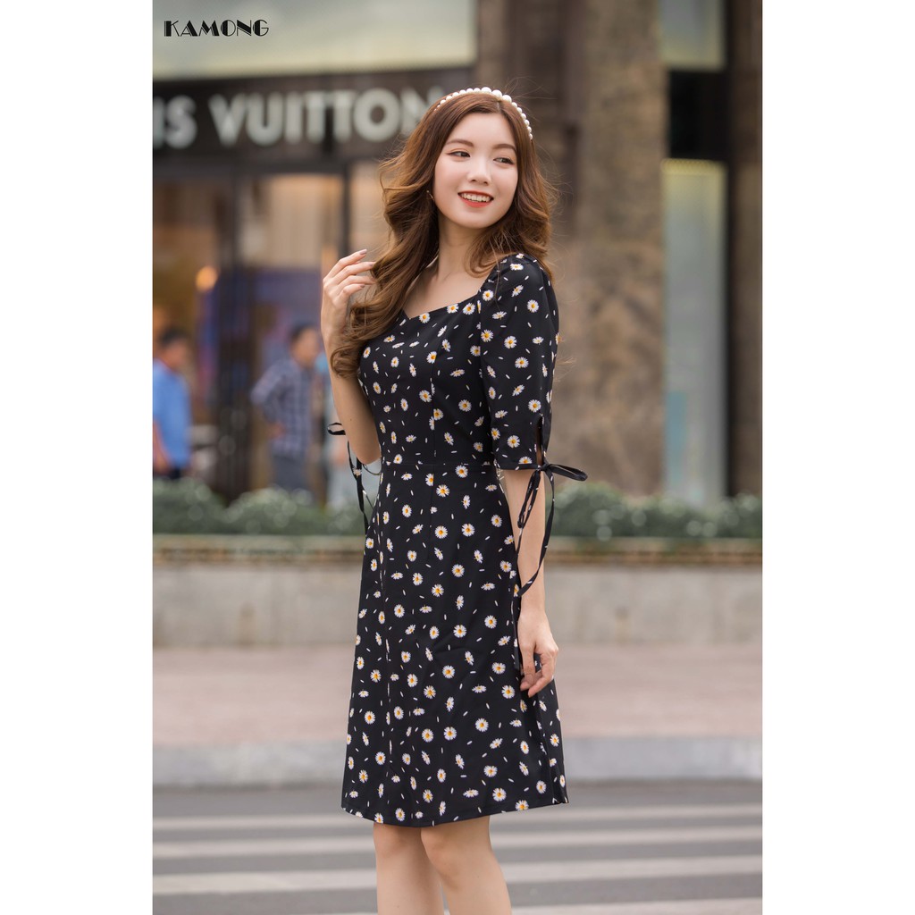 Đầm hoa nhí cổ vuông KAMONG D089 | BigBuy360 - bigbuy360.vn