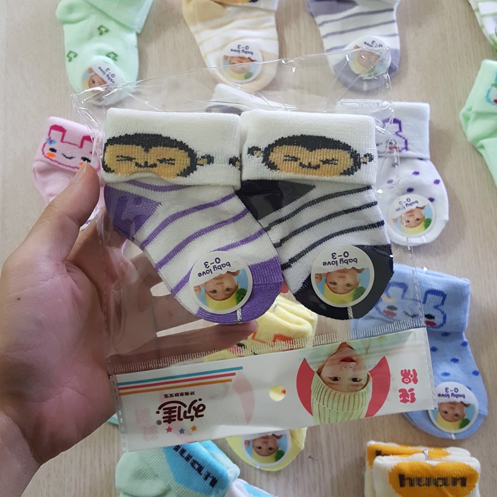 Set 5 đôi tất len sơ sinh dày dặn Babylove cổ cao cho bé từ 0 đến 3 tháng