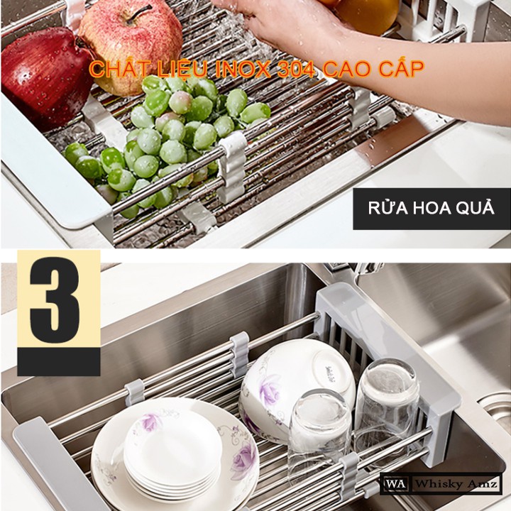 Kệ giá rổ gác bồn rửa chén bát đĩa inox 304 (loại dày ) TAM HIỆP STORE - rổ gác bồn rửa chén đa năng cực tiện lợi