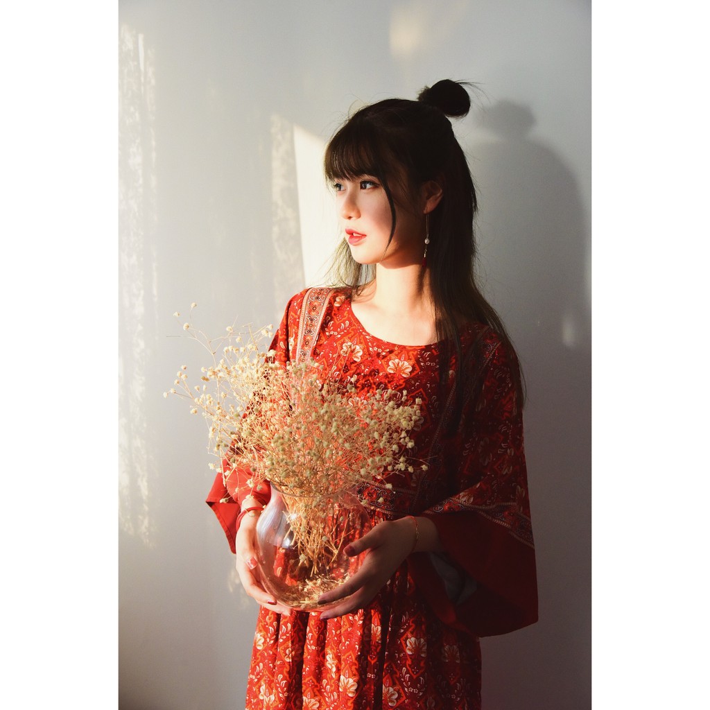 VÁY BOHEMIAN| HỌA TIẾT| DÁNG SUÔNG| TAY XÒE