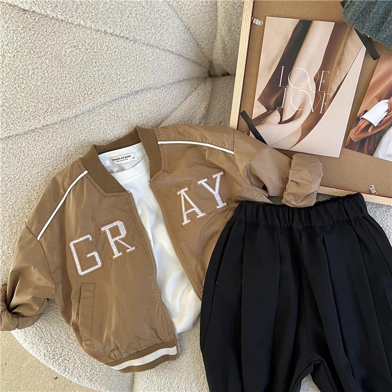 Áo Khoác Bóng Chày Ngắn Có Khóa Kéo Thêu Họa Tiết Thời Trang Mới Dành Cho Trẻ Em