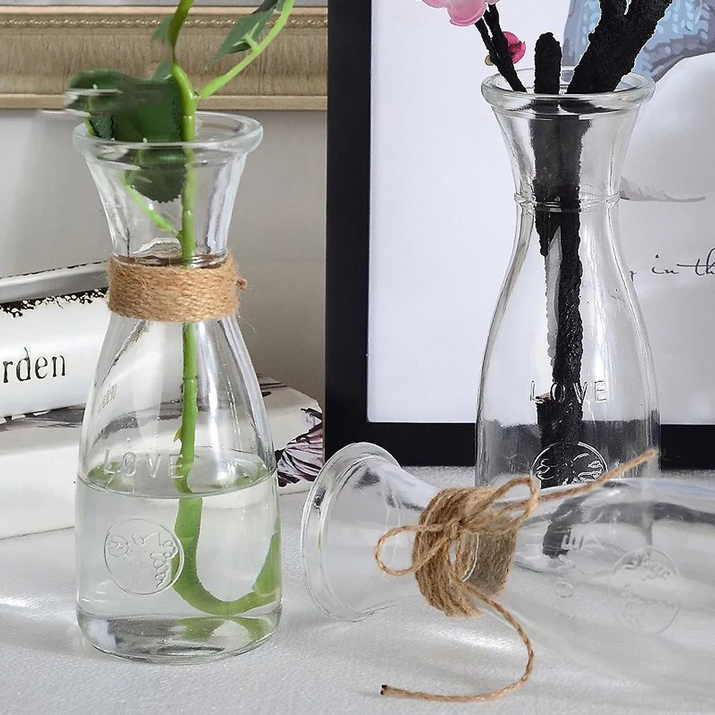 [Sỉ] Ly Chai Lọ Thủy Tinh Uống Sinh Tố Eo Nơ Chữ Love 420ml - Ly cốc uống trà sữa nước ép đẹp giá rẻ | BigBuy360 - bigbuy360.vn